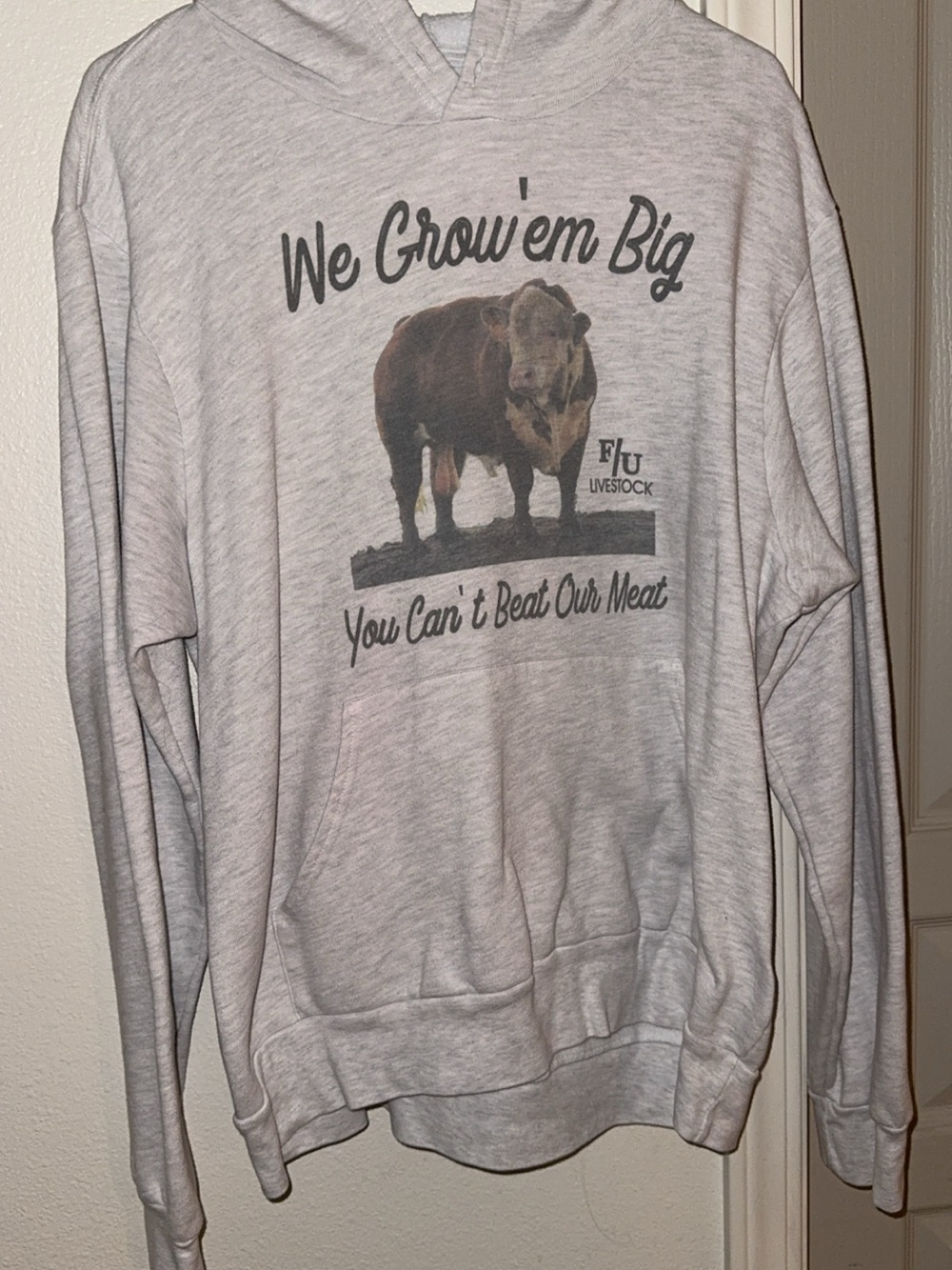 Light Gray Men's 'We Grow'em Big' Graphic Crewneck Hoodie